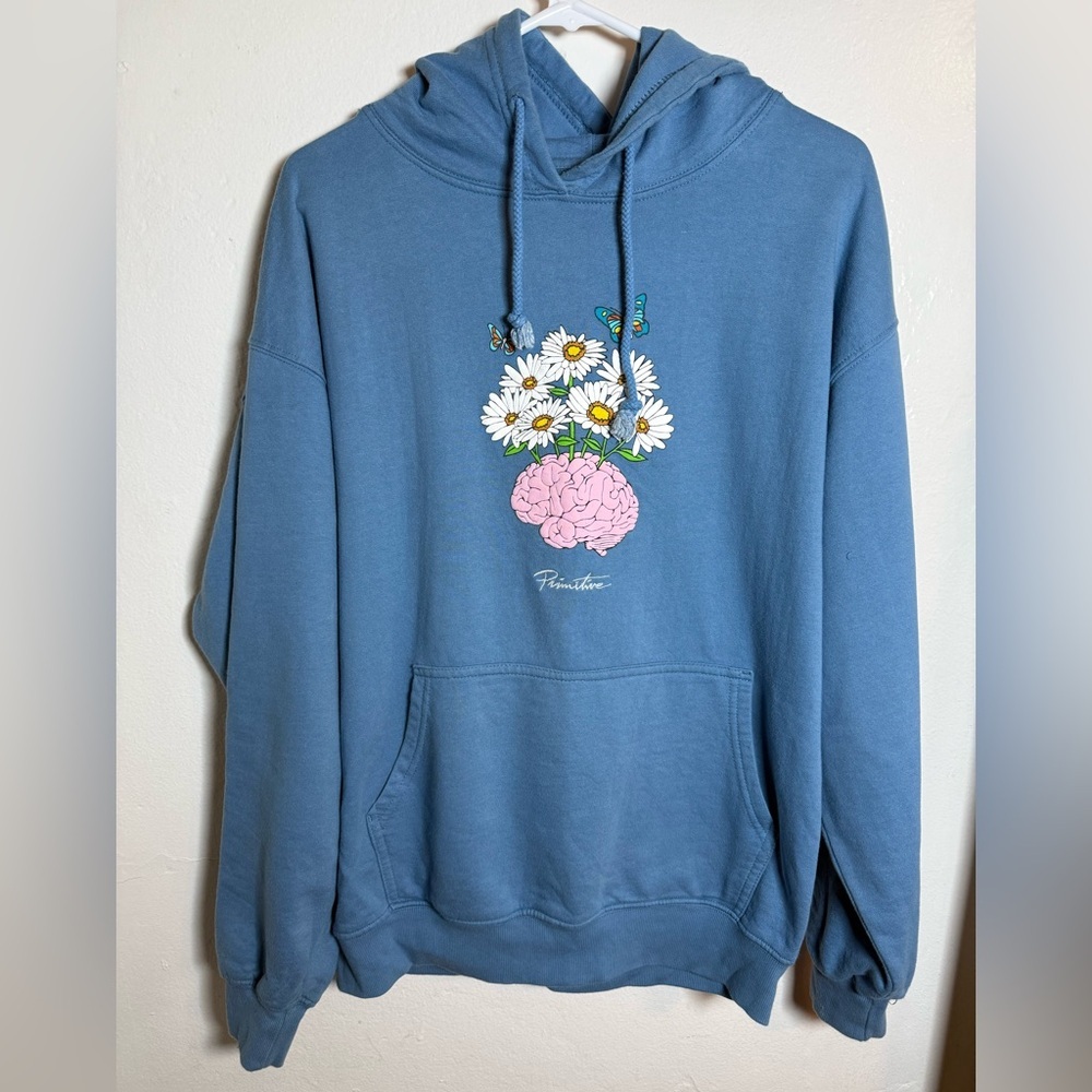 Primitive Blue Floral Brain Hoodie Size Large